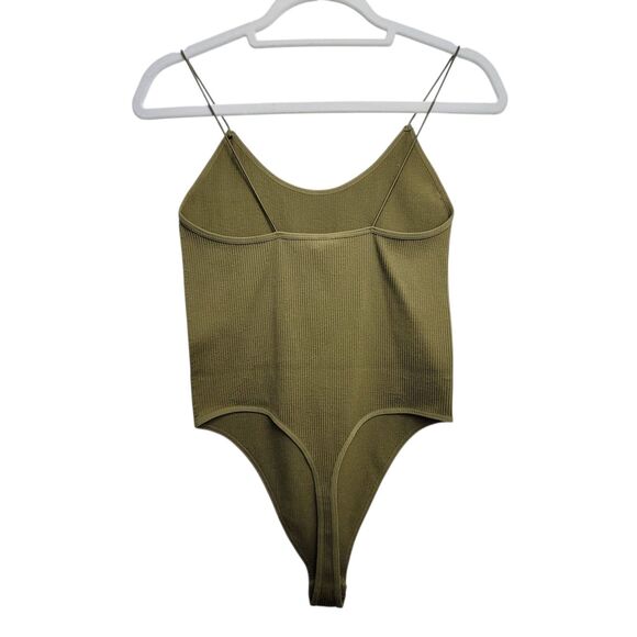 Forever 21 Green Ribbed Seamless Thong Bodysuit Size M/L - Picture 2 of 10